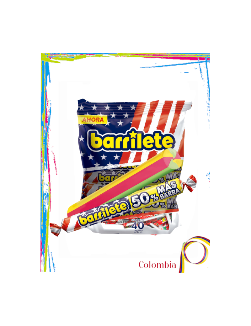 Caramelo masticable de frutas barrilete colombiano marca Super