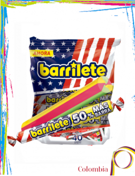 Caramelo masticable de frutas barrilete colombiano marca Super